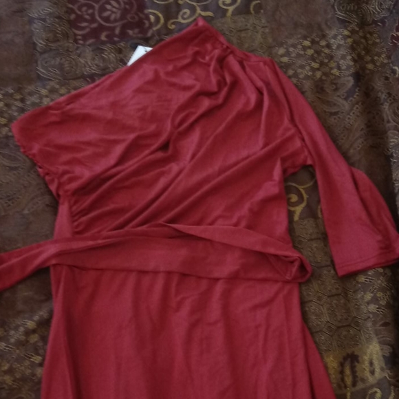 CBR Rose colored dress off shoulder 1 sleeve - Picture 7 of 16